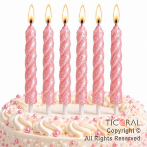 VELA VELON ESPIRAL DE 10 CM ROSA PERLADO (PACK X 6 UNIDADES)